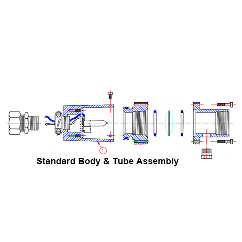 Pyronics 7150-2001 UV Detector Standard Body and Tube Assembly