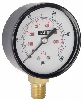 Baker LVBNA-400P Pressure Gauge 0-400 PSI